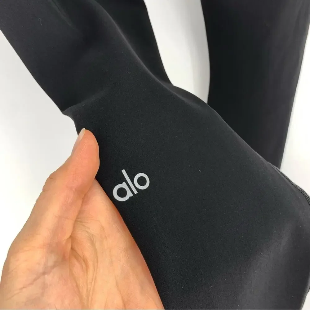 ALO YOGA 7/8 High-Waist Ripped Warrior Black S